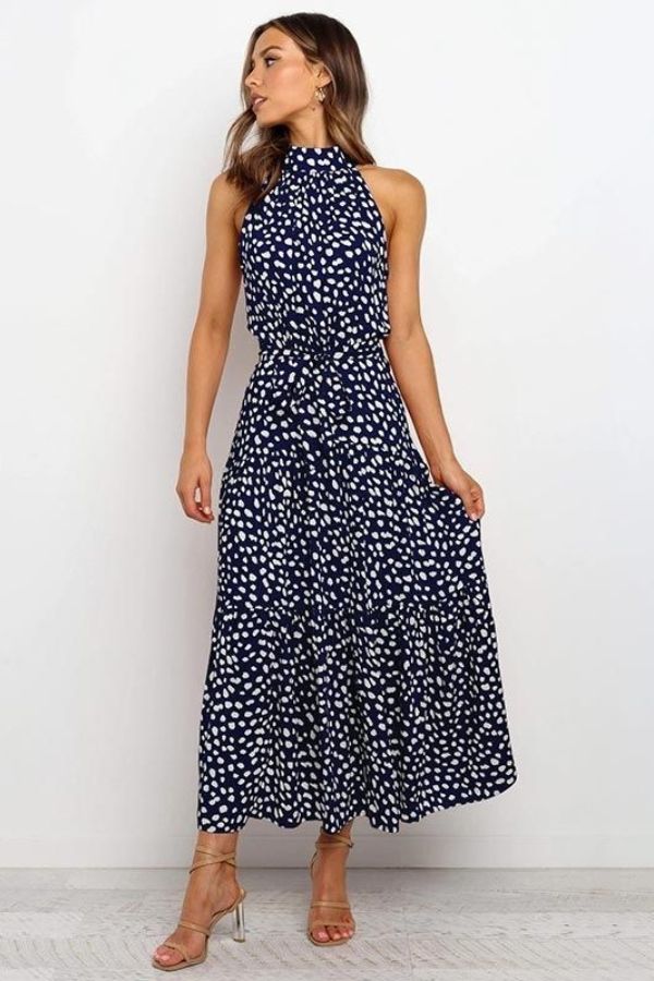 Vestido Midi Casual Poá