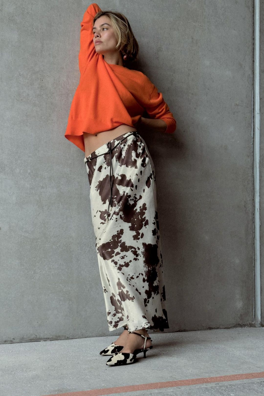 Saia Midi Cow Print