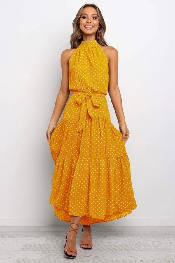Vestido Midi Casual Poá