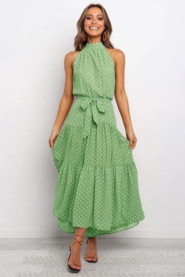 Vestido Midi Casual Poá