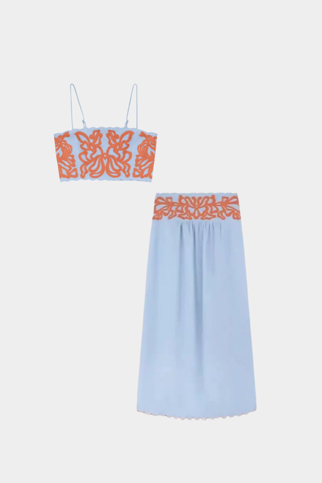 Conjunto Top e Saia Bordado