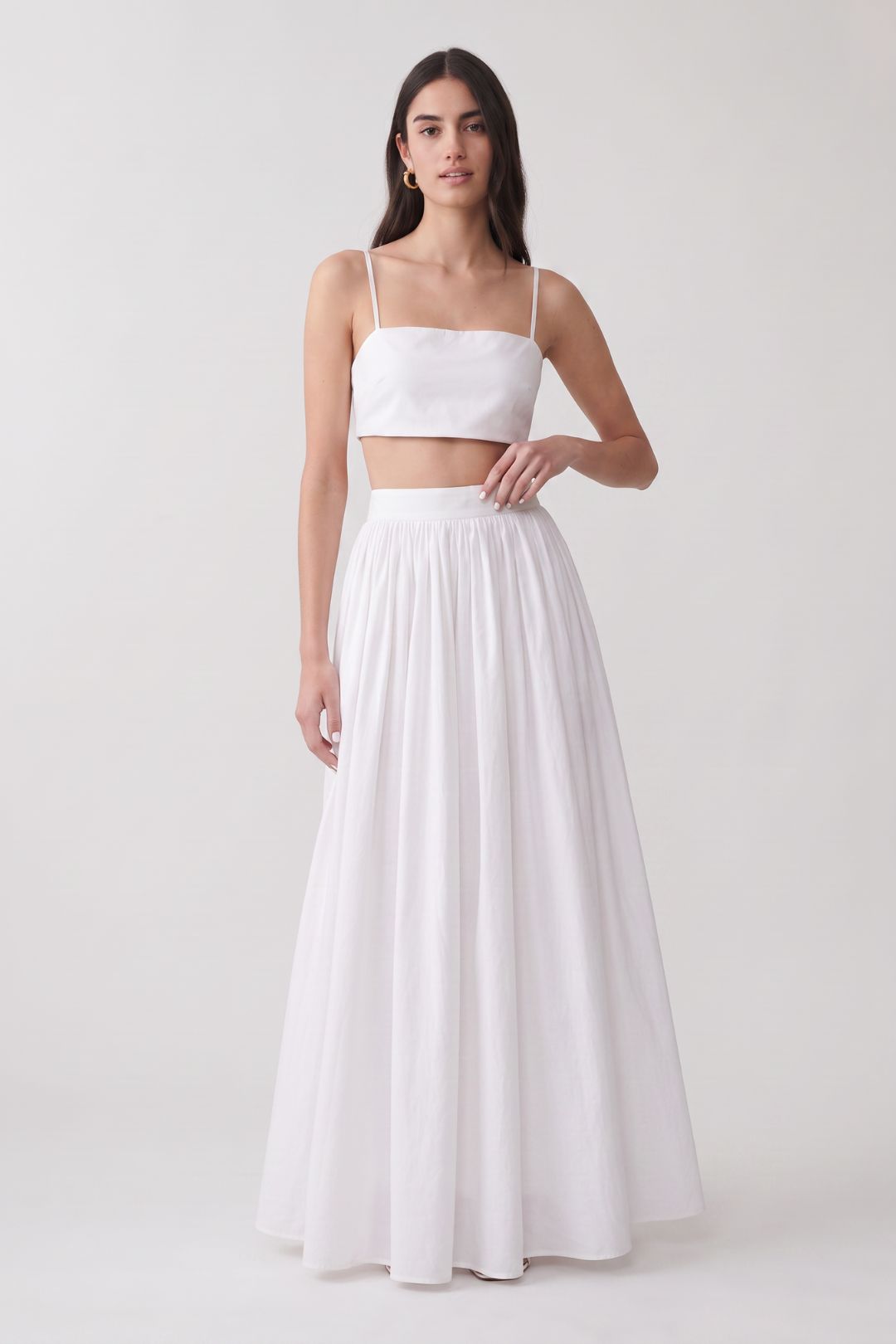 Conjunto Saia Longa Elegante Branco