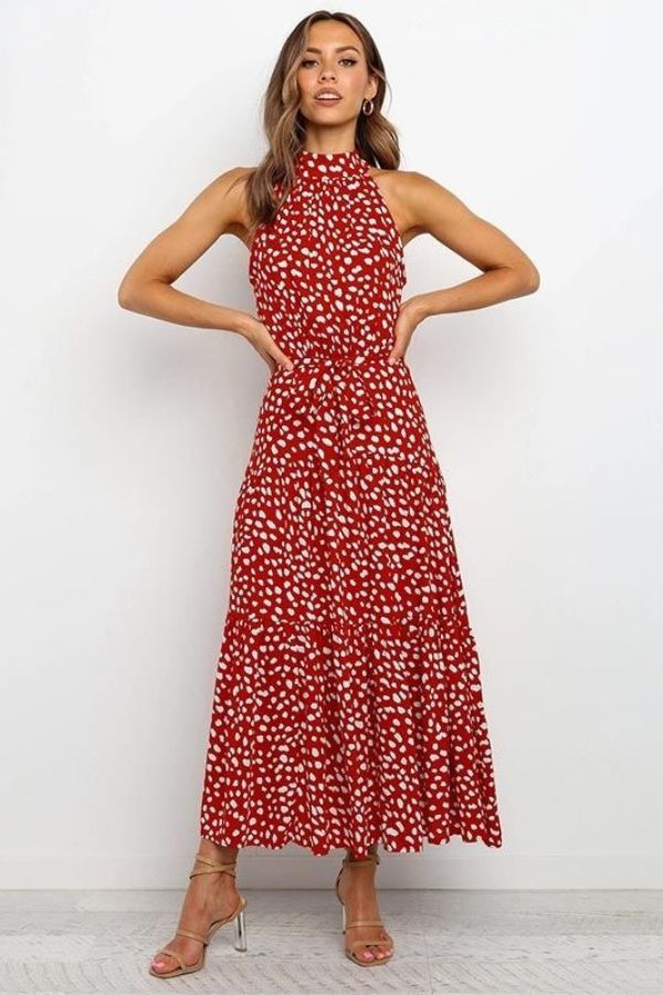Vestido Midi Casual Poá