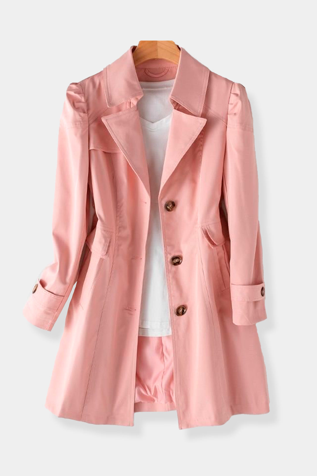 sobretudo feminino casual rosa