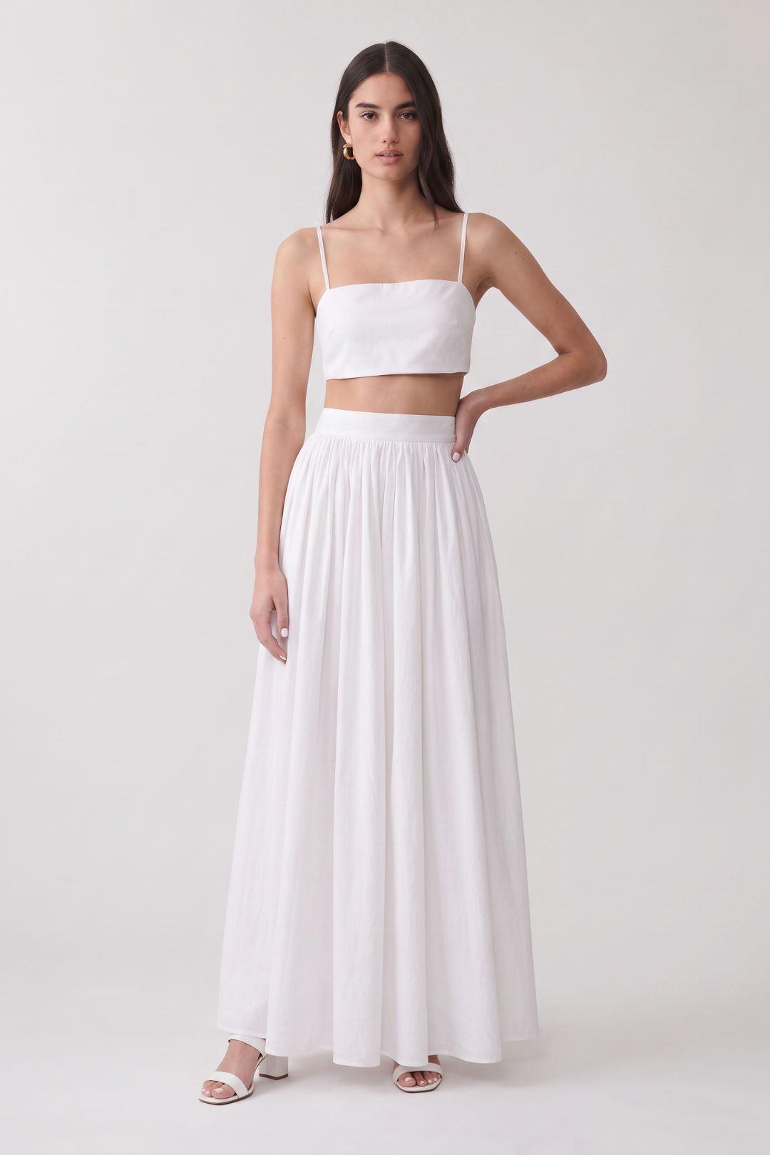 Conjunto Saia Longa Elegante Branco