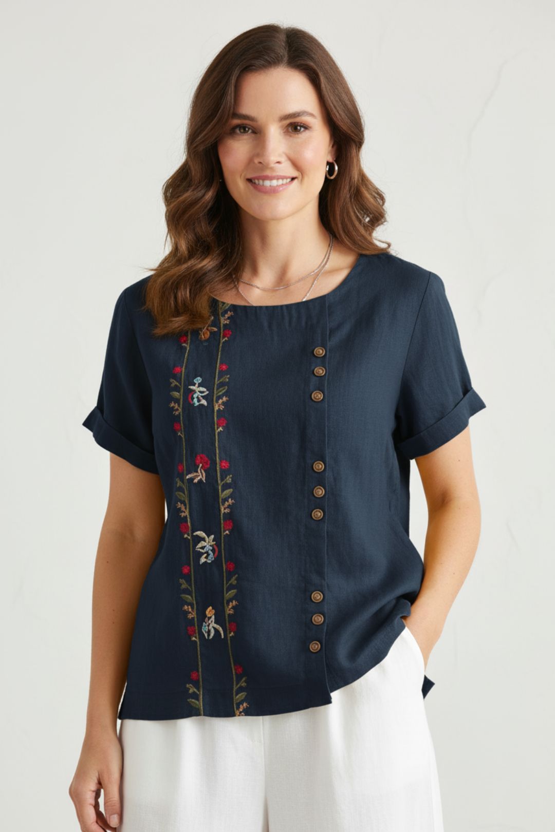 Camisa de Linho Bordada