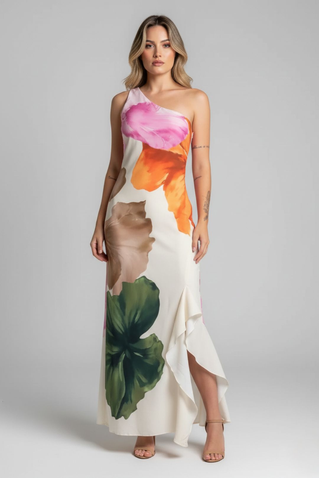 Vestido Floral Assimétrico