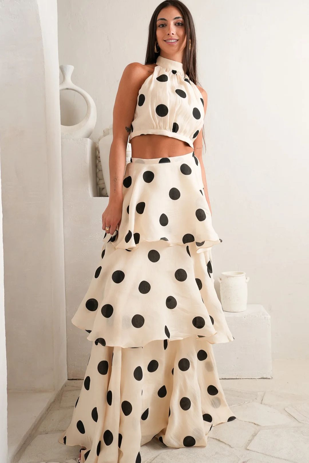 Conjunto Saia Longa Polka Dot