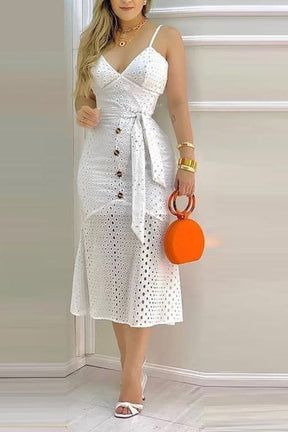 Vestido Branco Casual com Renda