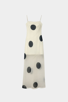 Vestido Longo Marfim Poá