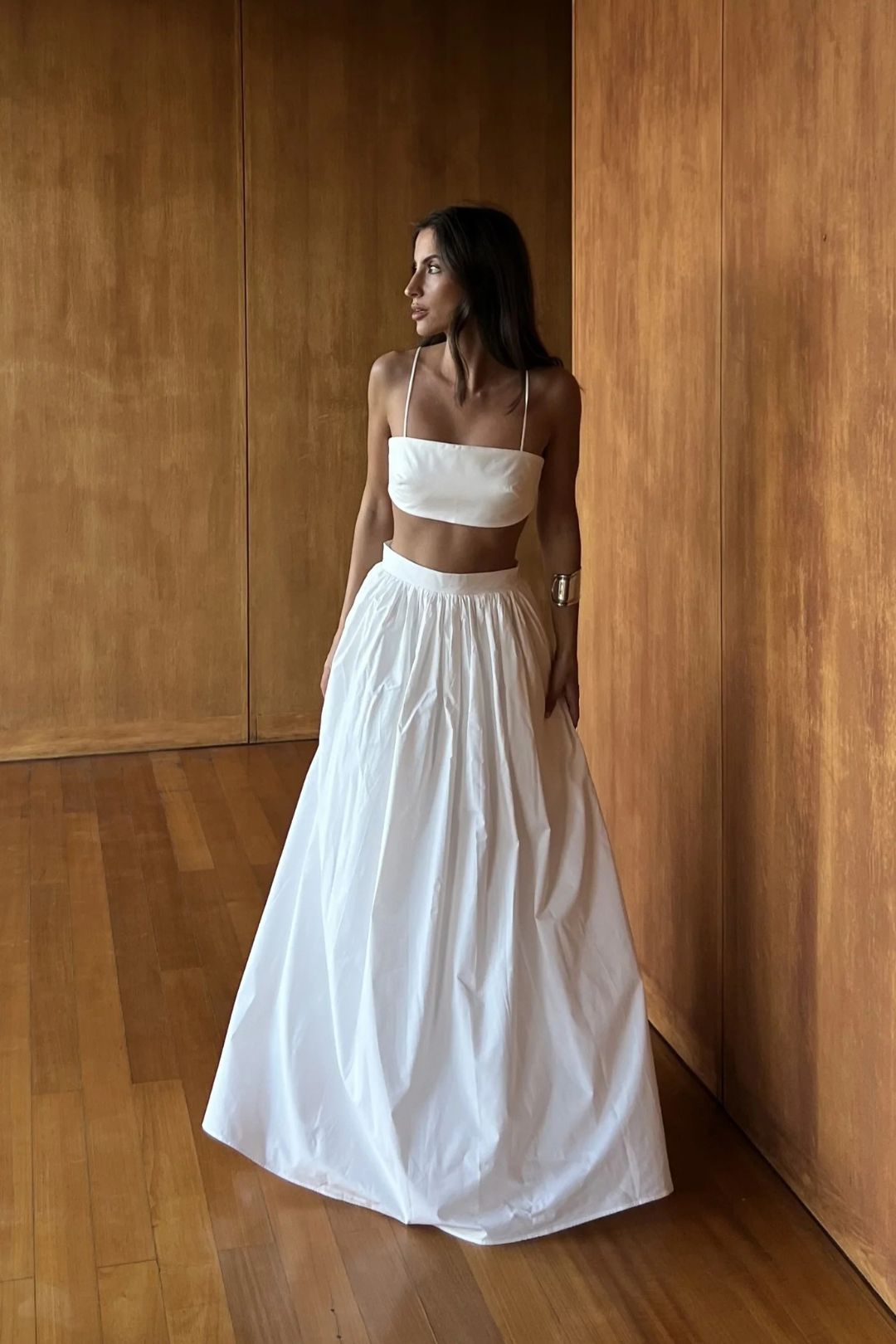Conjunto Saia Longa Elegante Branco