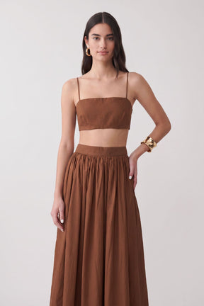 Conjunto Saia Longa Elegante Marrom