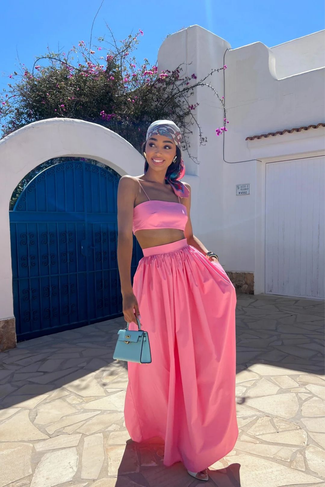 Conjunto Saia Longa Elegante Rosa