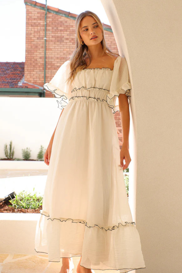Vestido Midi Manga Flare