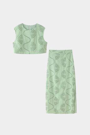 Conjunto Top e Saia Bordado
