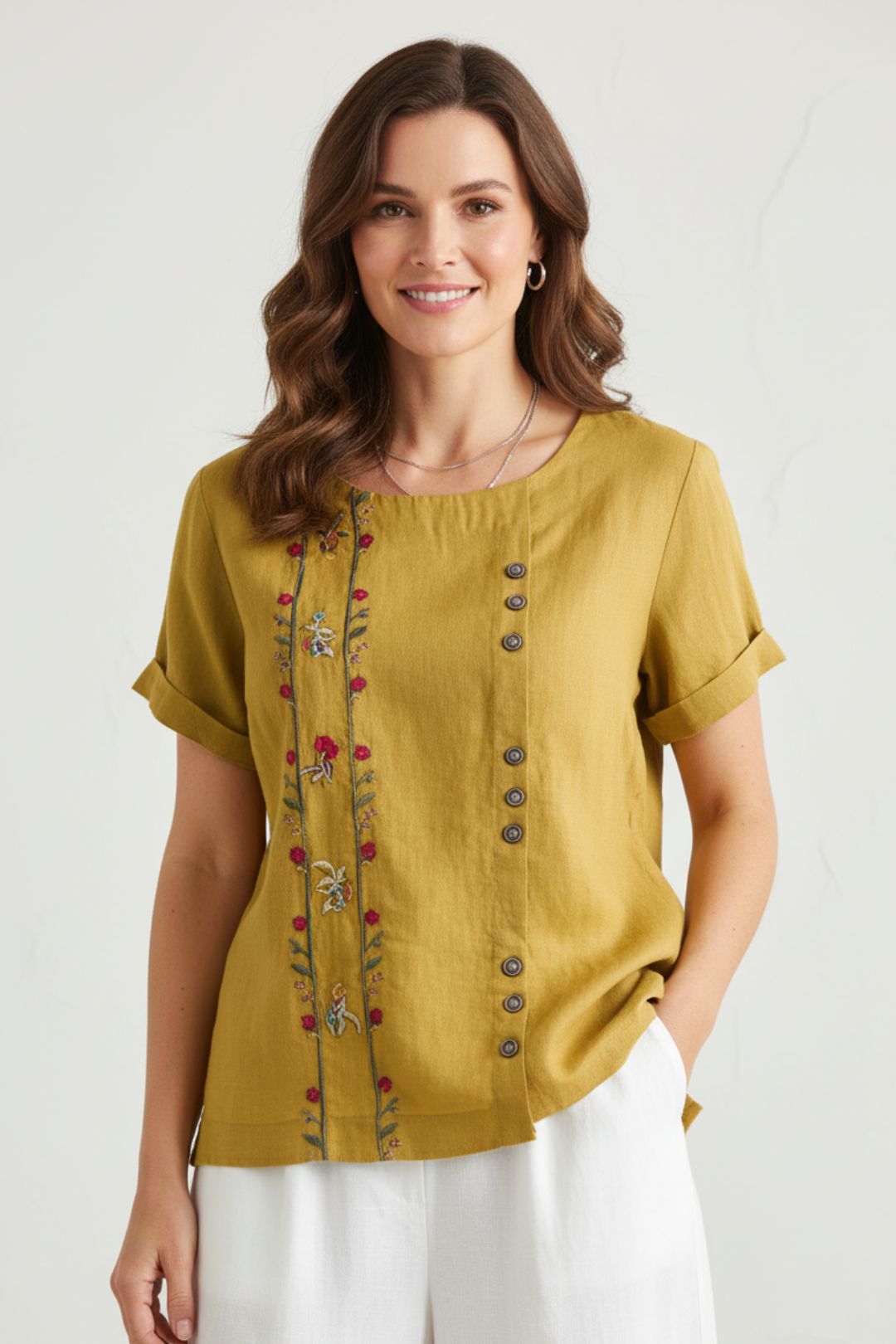 Camisa de Linho Bordada