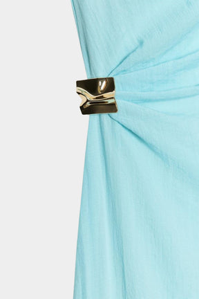 Vestido Midi Assimétrico Turquesa