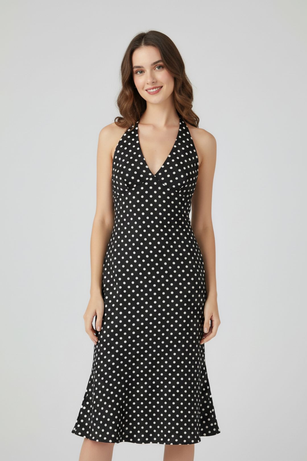 Vestido Midi Casual Poá