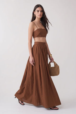 Conjunto Saia Longa Elegante Marrom