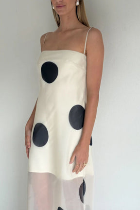 Vestido Longo Marfim Poá