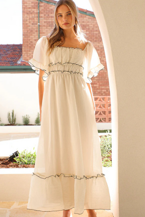 Vestido Midi Manga Flare