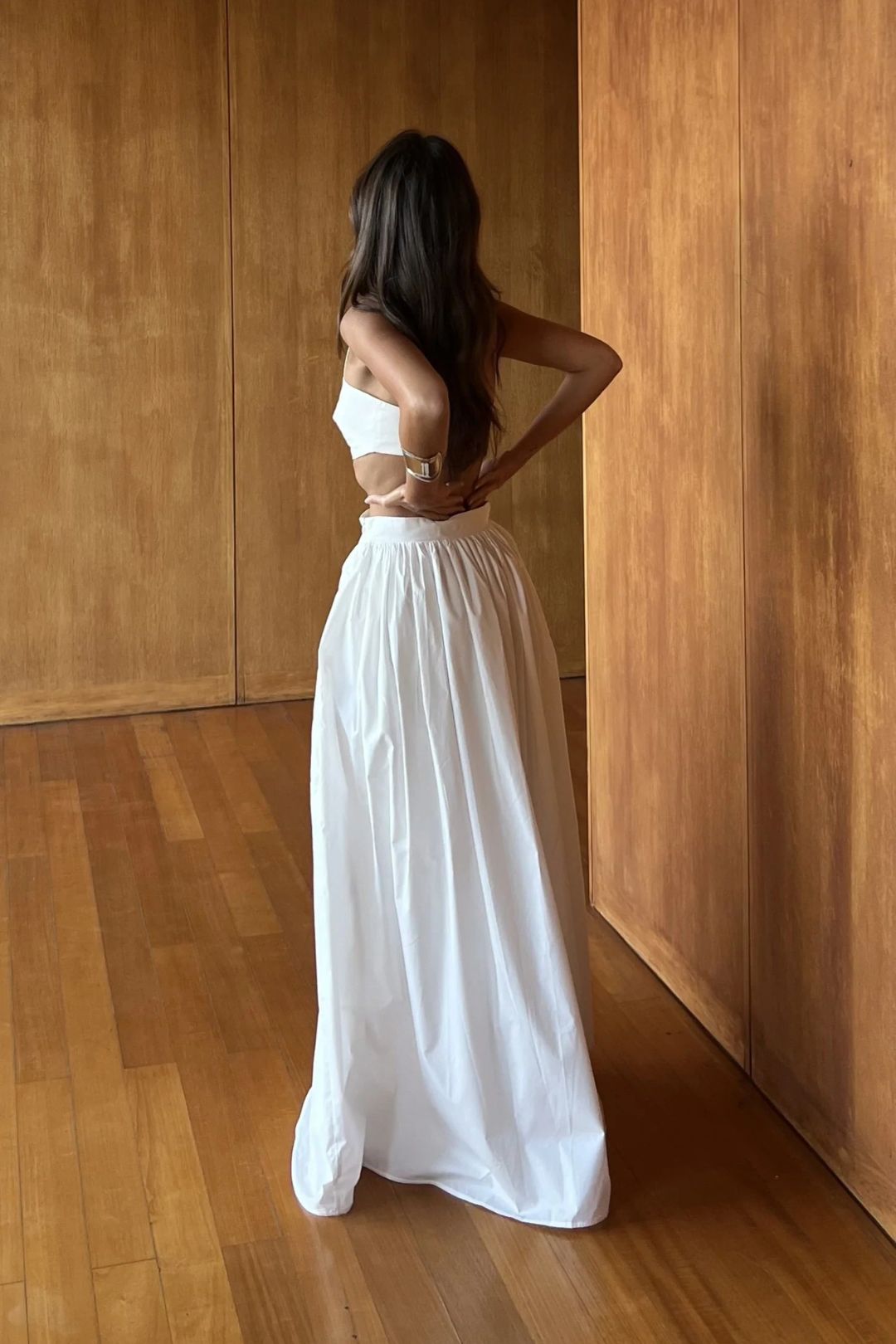 Conjunto Saia Longa Elegante Branco