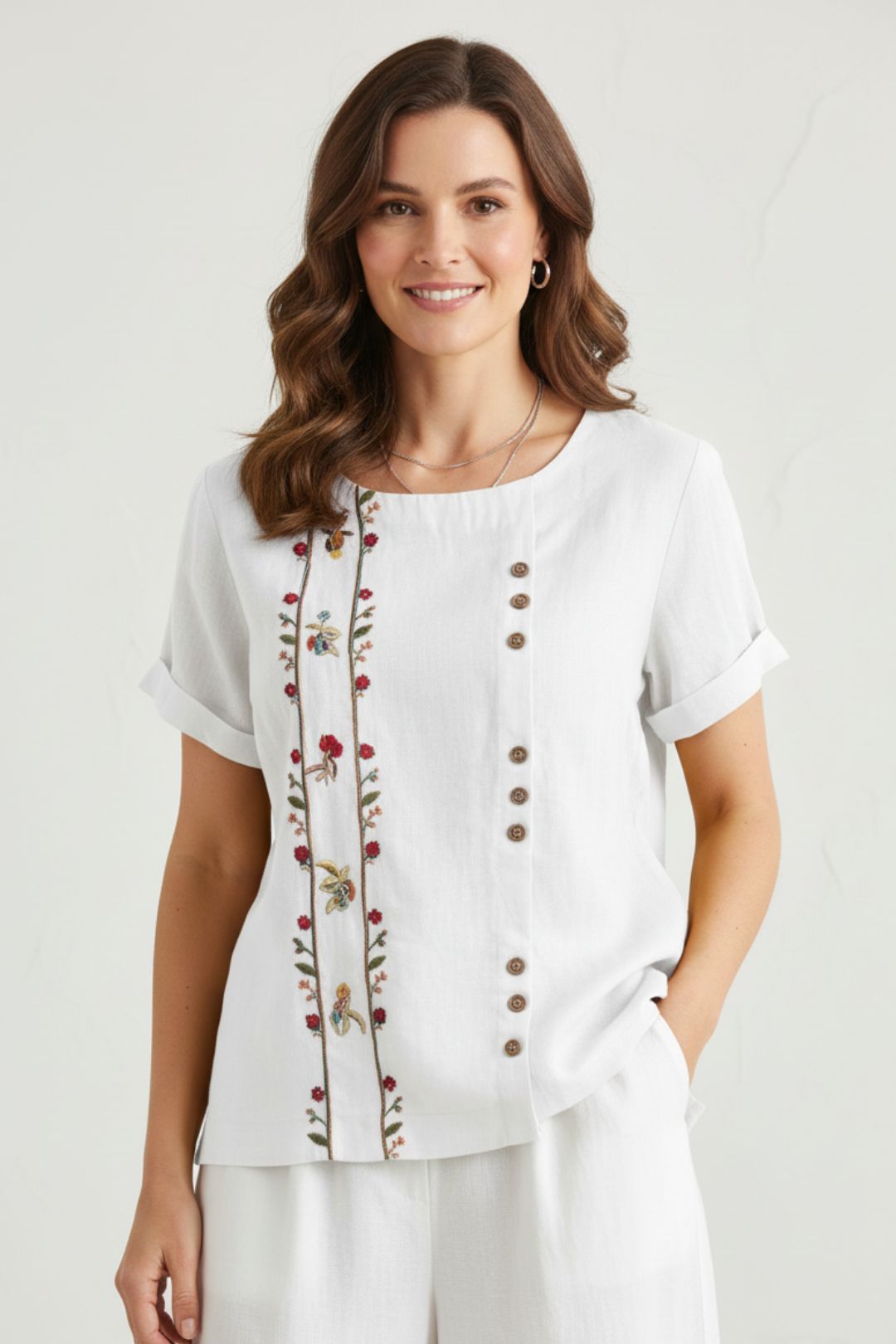 Camisa de Linho Bordada