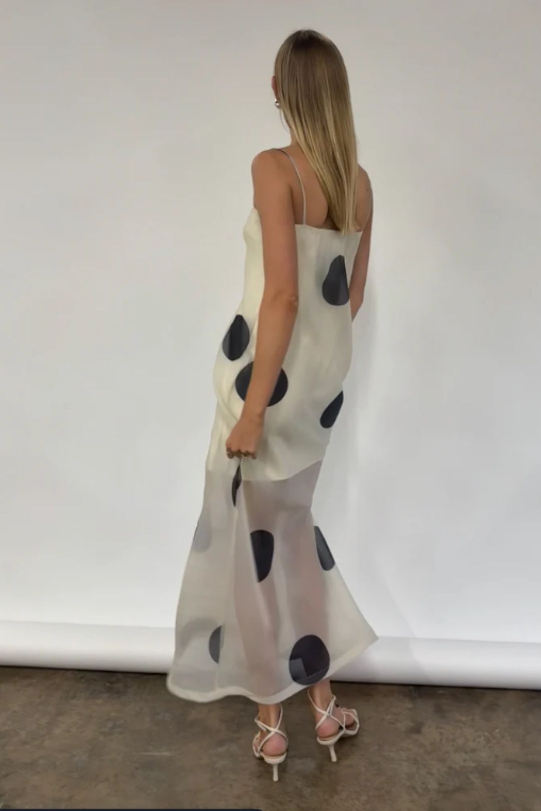 Vestido Longo Marfim Poá