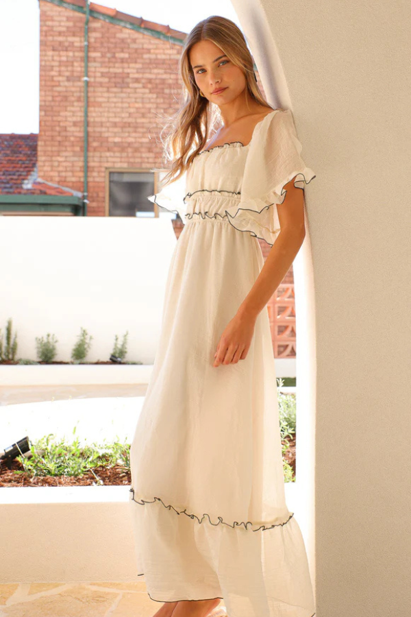 Vestido Midi Manga Flare