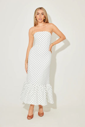 Vestido Midi Peplum Poá
