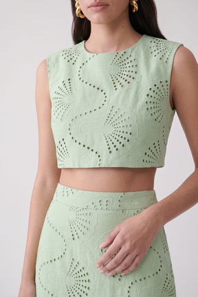 Conjunto Top e Saia Bordado