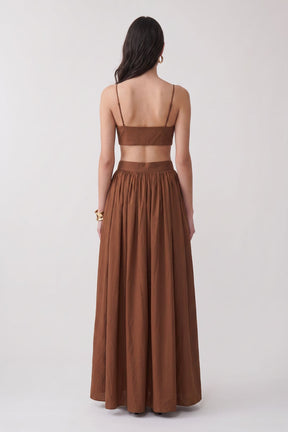 Conjunto Saia Longa Elegante Marrom