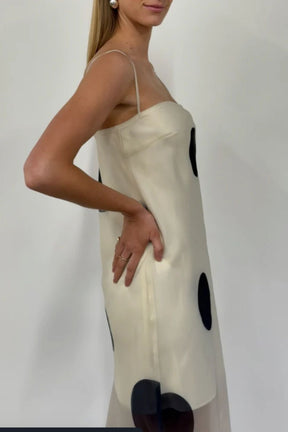 Vestido Longo Marfim Poá