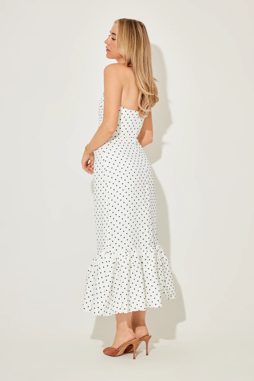 Vestido Midi Peplum Poá