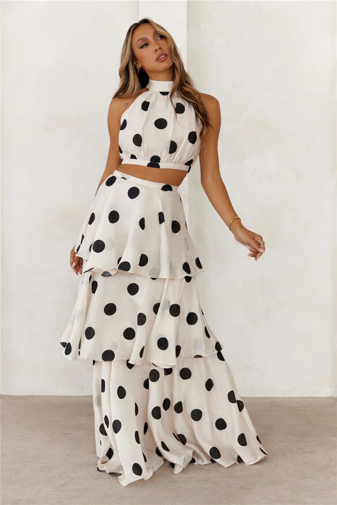 Conjunto Saia Longa Polka Dot