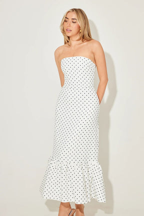 Vestido Midi Peplum Poá