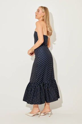 Vestido Midi Peplum Poá