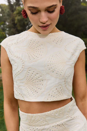 Conjunto Top e Saia Bordado