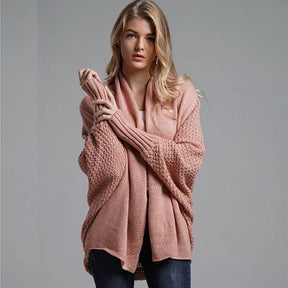 Cardigan Aberto Tricot Manga Morcego