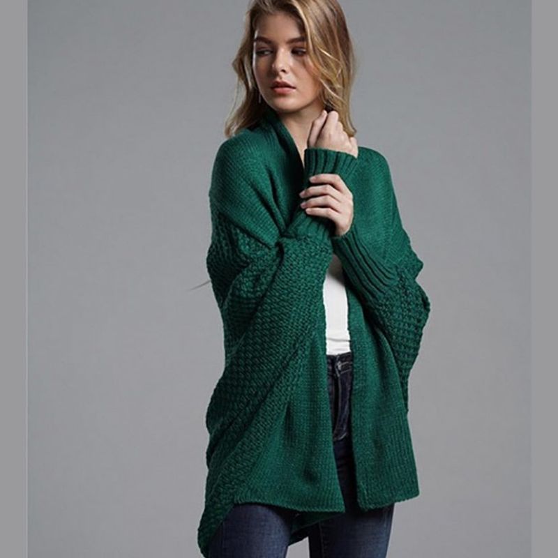 Cardigan Aberto Tricot Manga Morcego