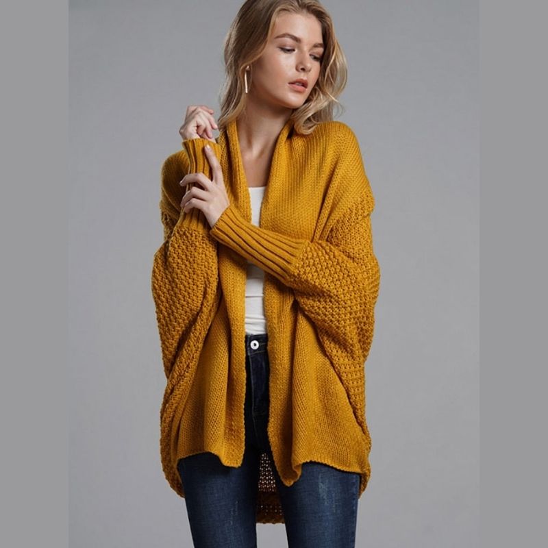 Cardigan Aberto Tricot Manga Morcego