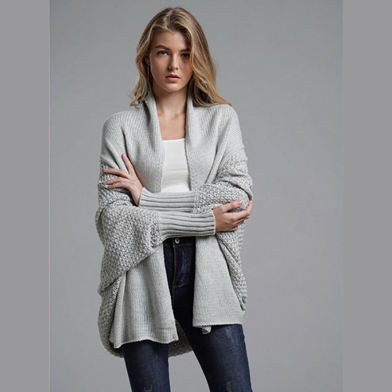 Cardigan Aberto Tricot Manga Morcego